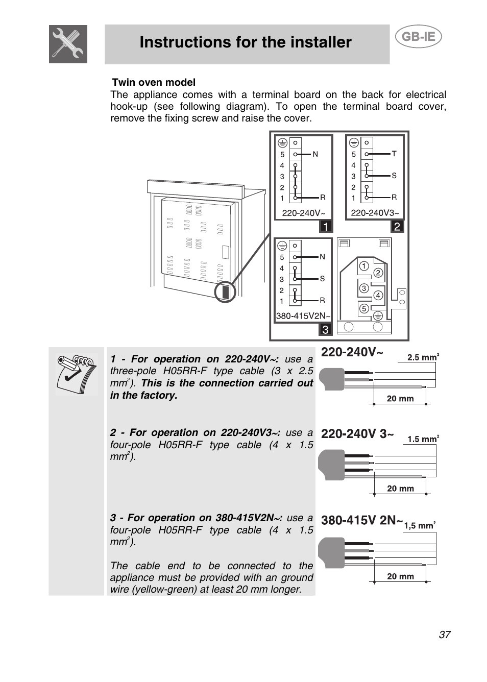 Instructions for the installer | Smeg A42-6 User Manual | Page 5 / 29