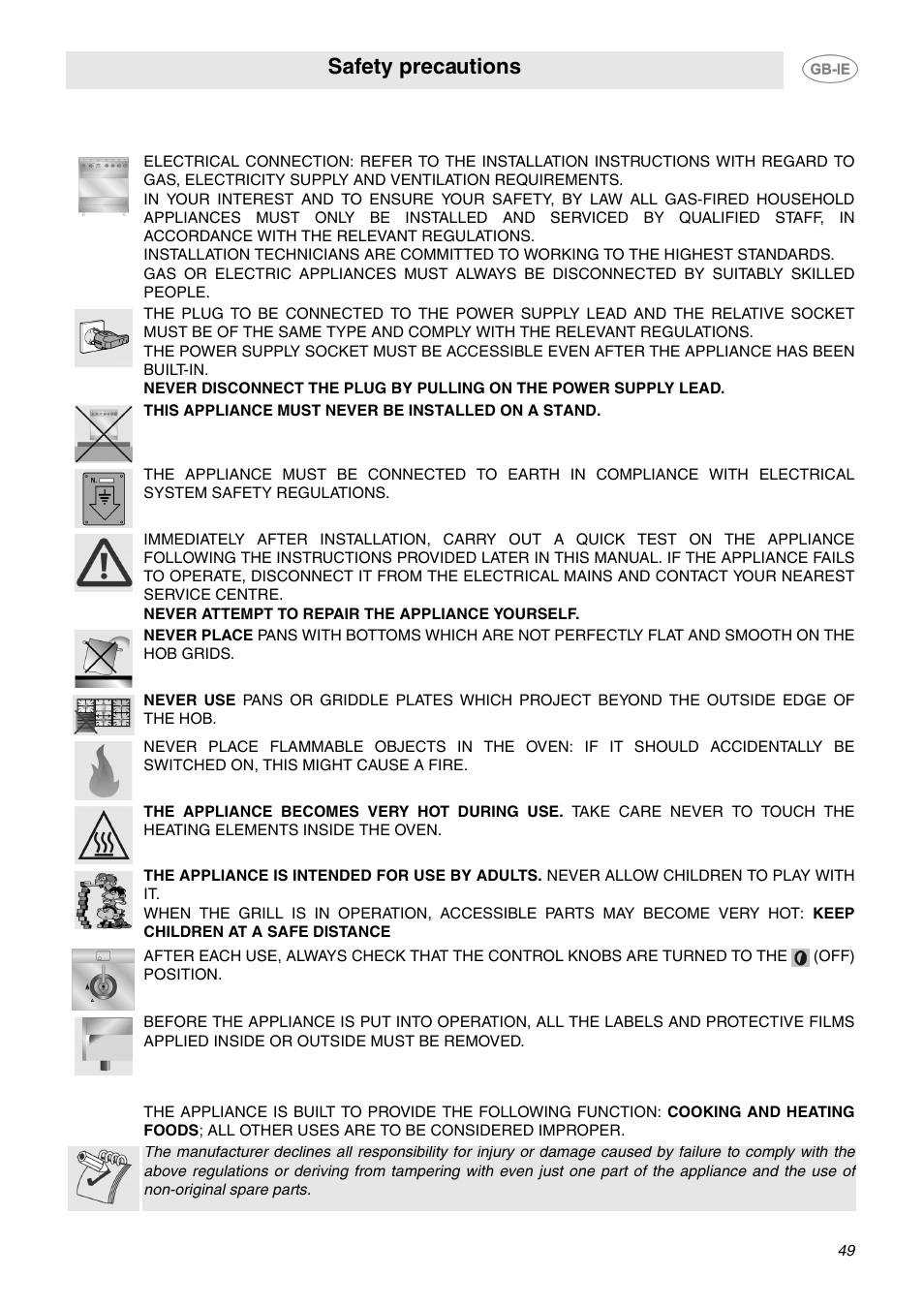 Safety precautions, Intended use, Safety precautions 4. intended use | Smeg CP60X6 User Manual | Page 4 / 21