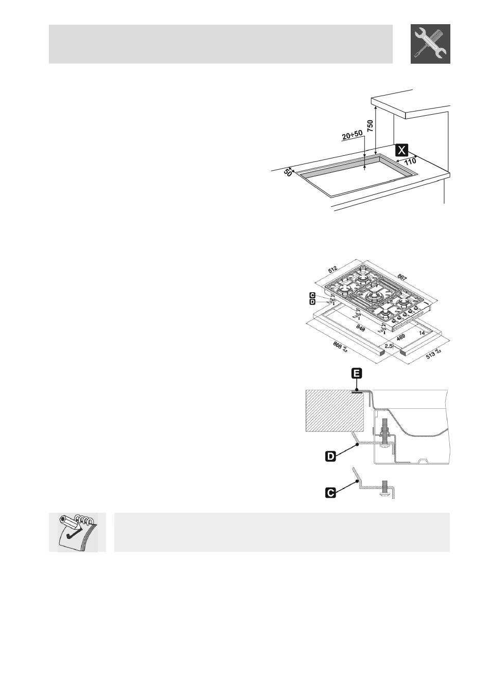 Fixing the flush-top model to the structure, Instructions for the installer | Smeg PGFA95F-1 User Manual | Page 6 / 20