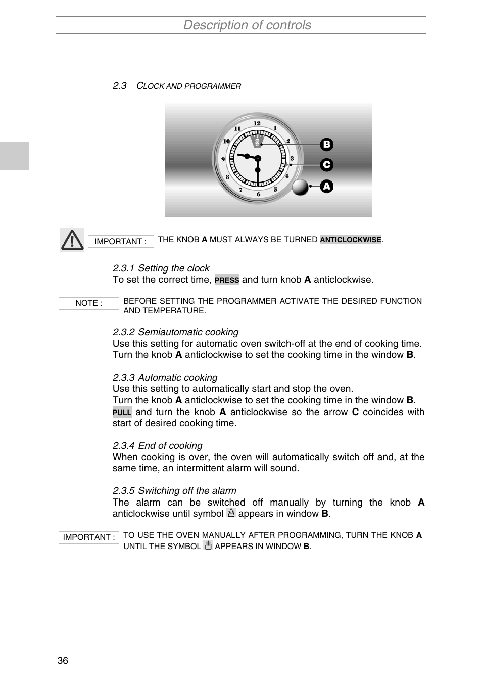 Description of controls | Smeg PIRO10NE User Manual | Page 10 / 24