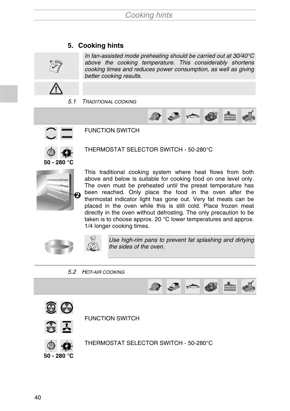 Cooking hints | Smeg PIRO10NE User Manual | Page 14 / 24