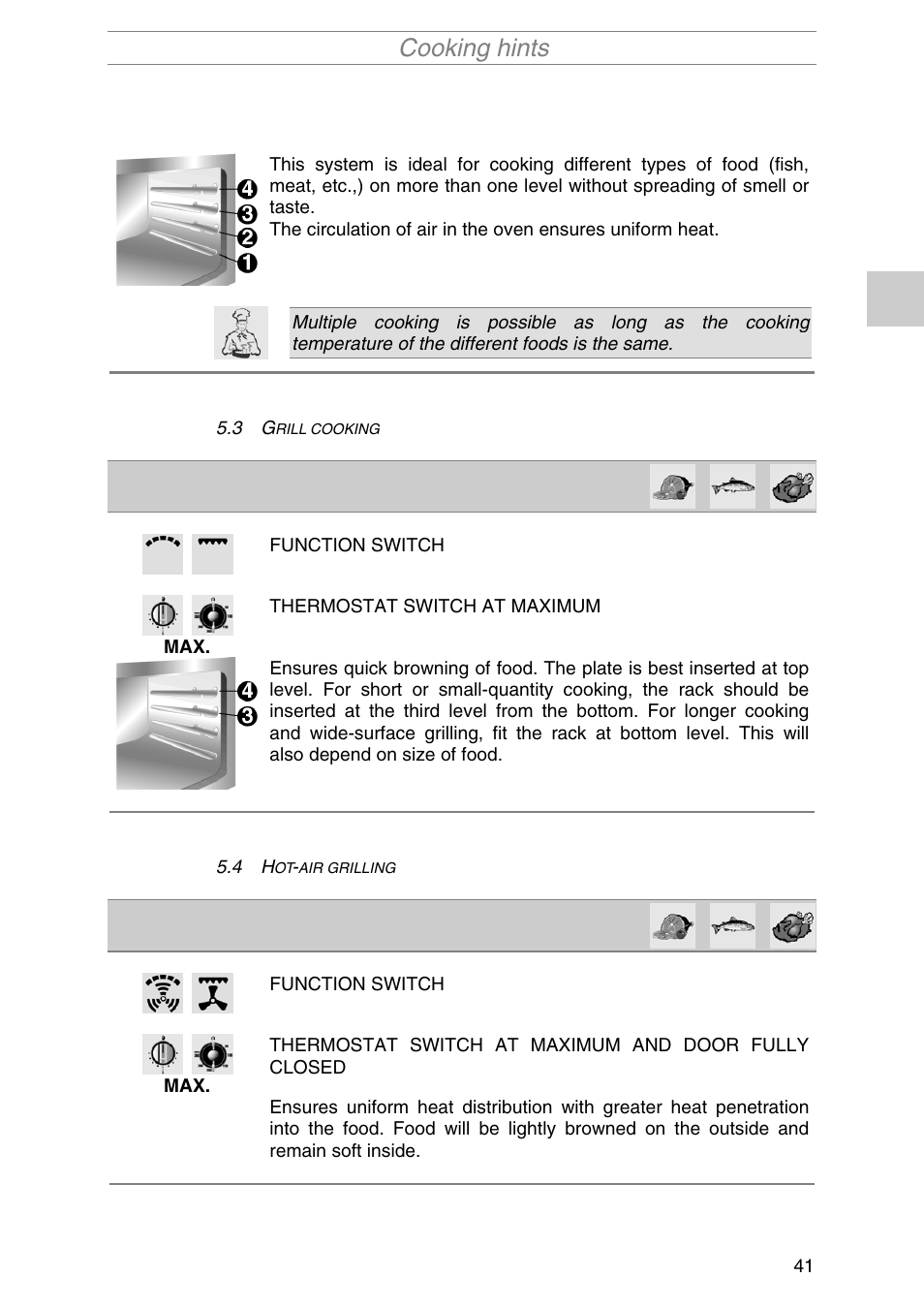 Cooking hints | Smeg PIRO10NE User Manual | Page 15 / 24