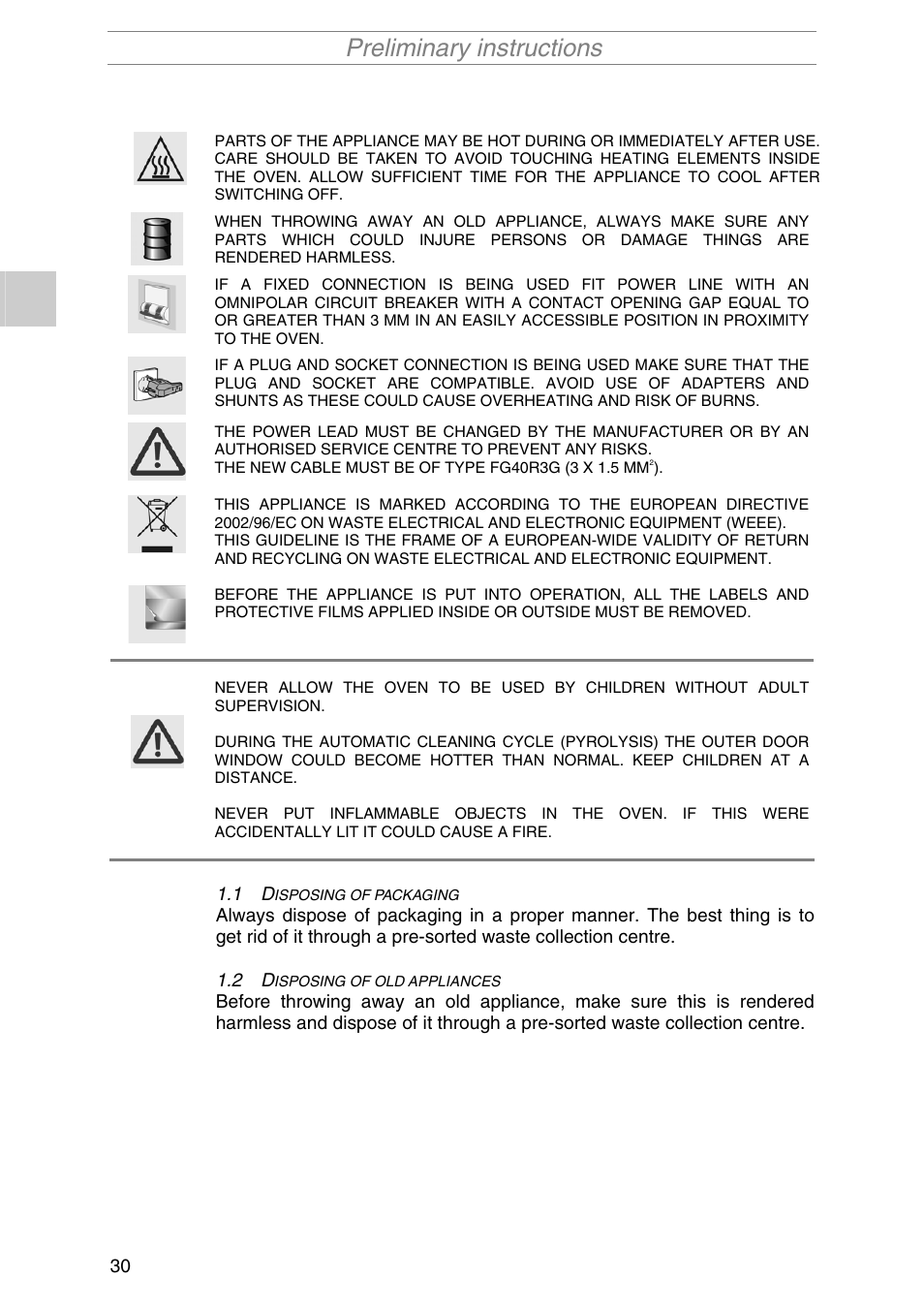 Preliminary instructions | Smeg PIRO10NE User Manual | Page 4 / 24