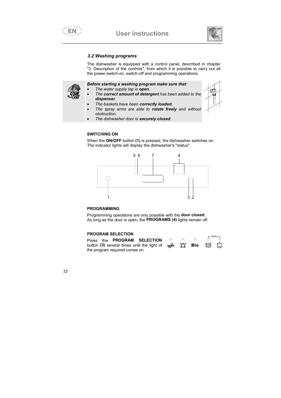 User instructions | Smeg PLTW640X User Manual | Page 11 / 31