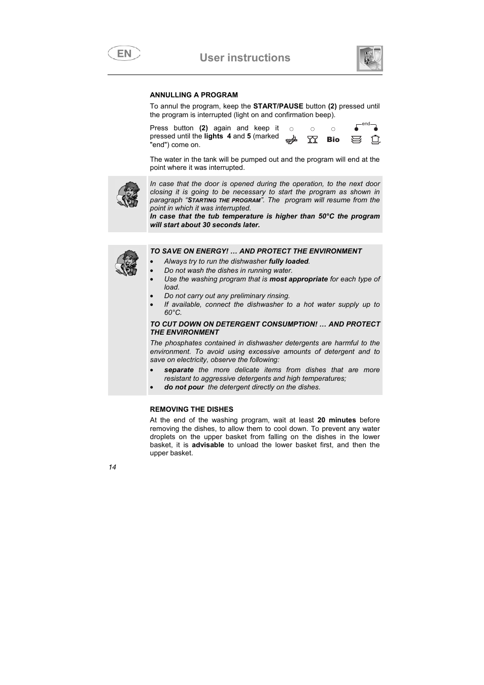 User instructions | Smeg PLTW640X User Manual | Page 13 / 31