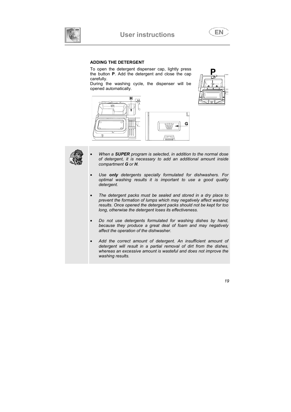 User instructions | Smeg PLTW640X User Manual | Page 18 / 31