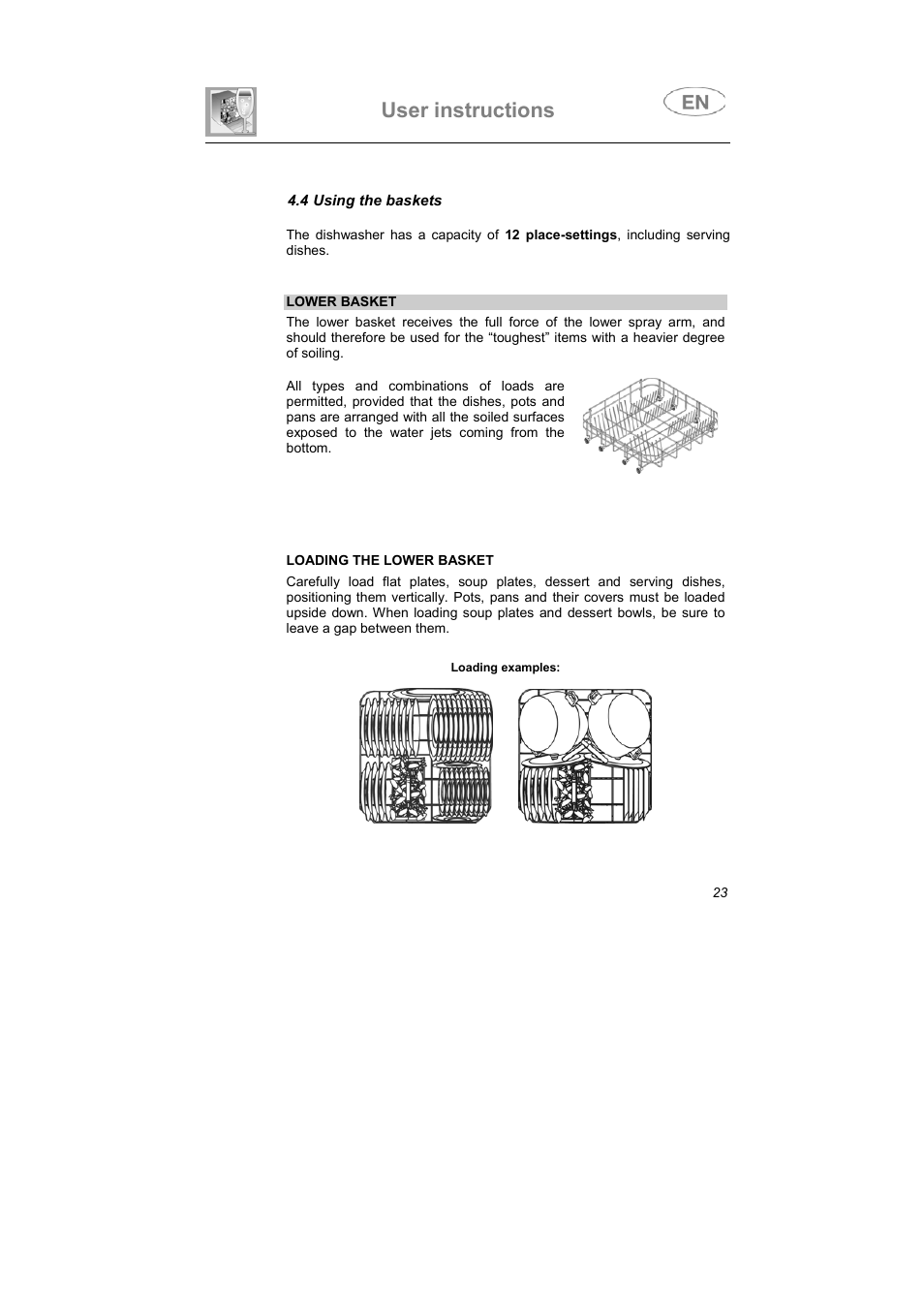 User instructions | Smeg PLTW640X User Manual | Page 22 / 31