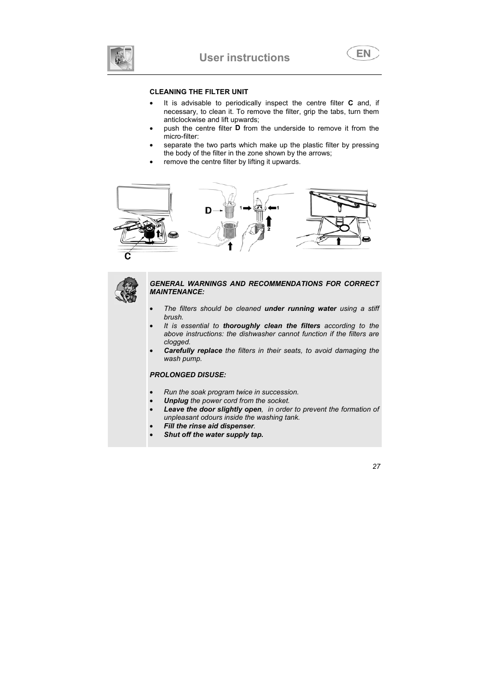 User instructions | Smeg PLTW640X User Manual | Page 26 / 31