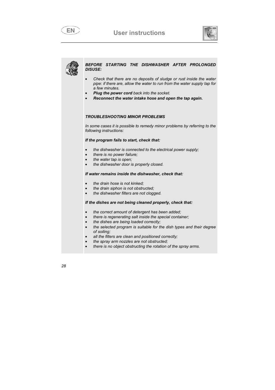 User instructions | Smeg PLTW640X User Manual | Page 27 / 31