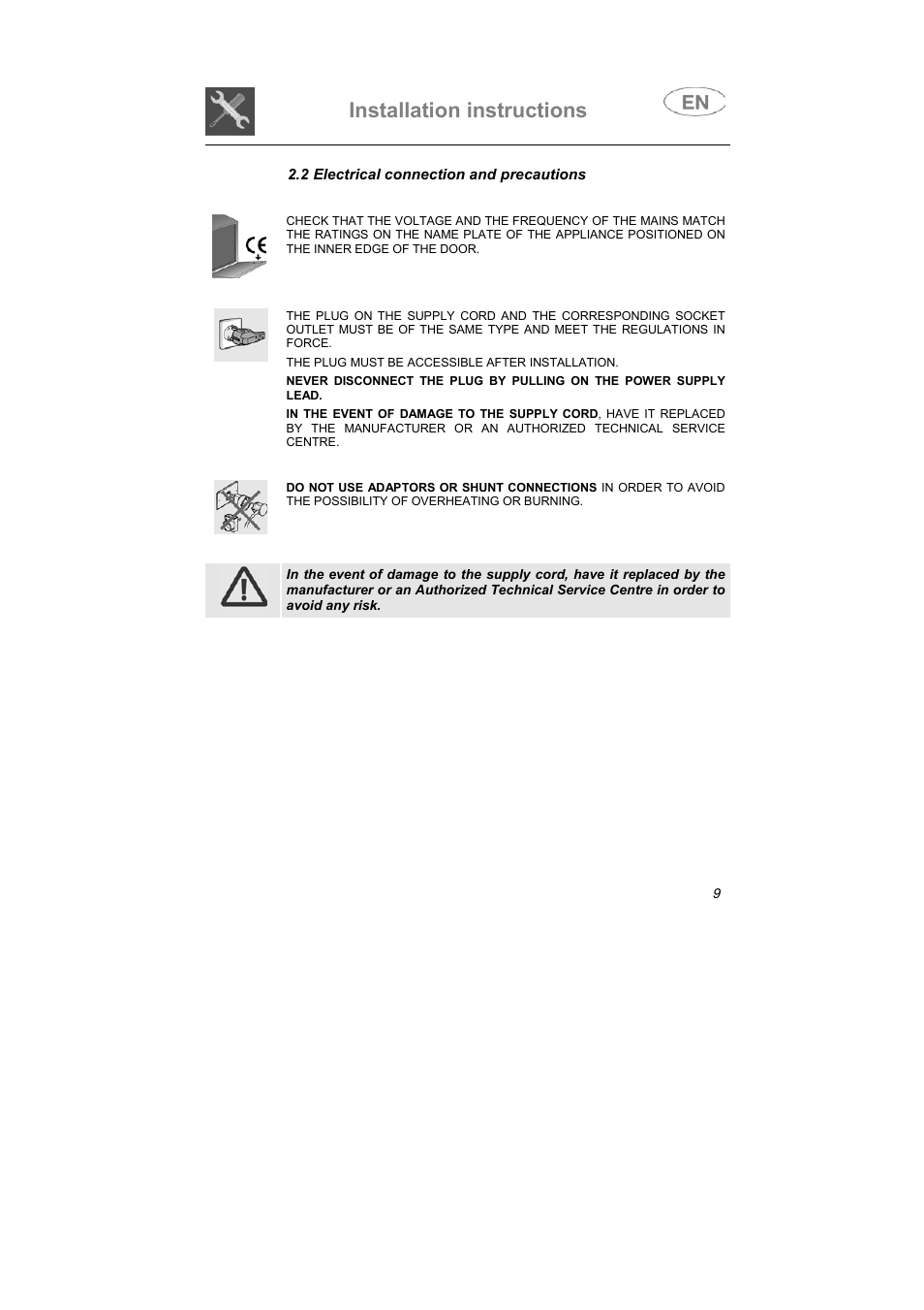 Installation instructions | Smeg PLTW640X User Manual | Page 8 / 31