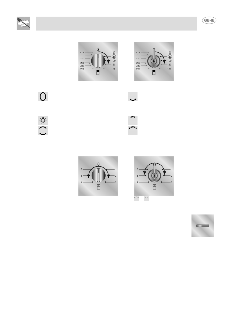 Small oven thermostat knob, Small oven variable grill knob, Thermostat indicator light | Instructions for the user | Smeg DUCO4SS User Manual | Page 13 / 25