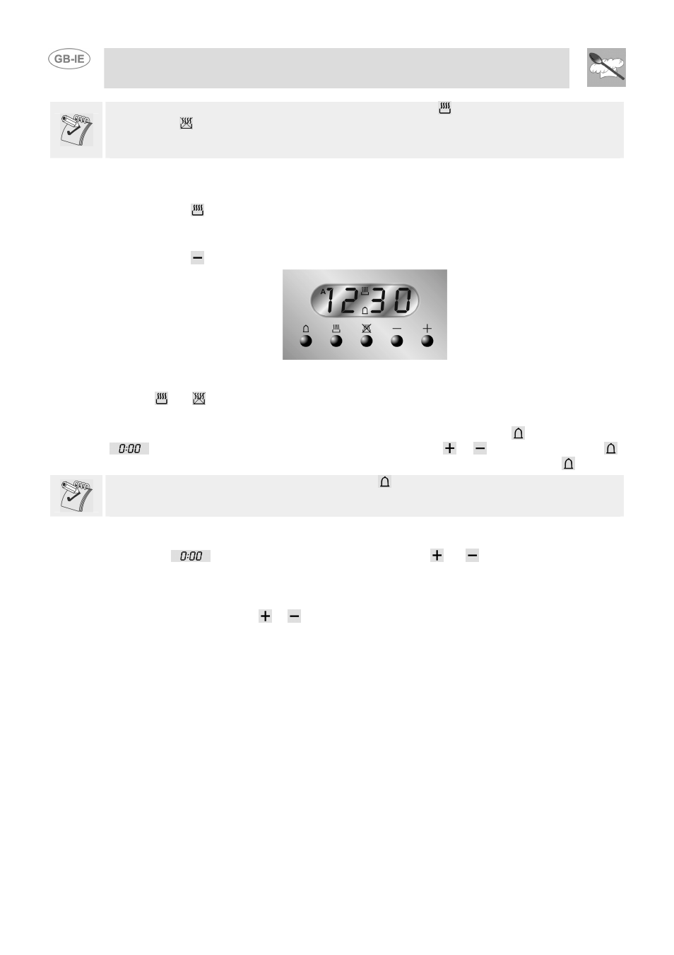 End of cooking, Adjusting alarm volume, Switching off the alarm | Minute counter, Cancellation of set data, Changing the set data, Instructions for the user | Smeg DUCO4SS User Manual | Page 8 / 25