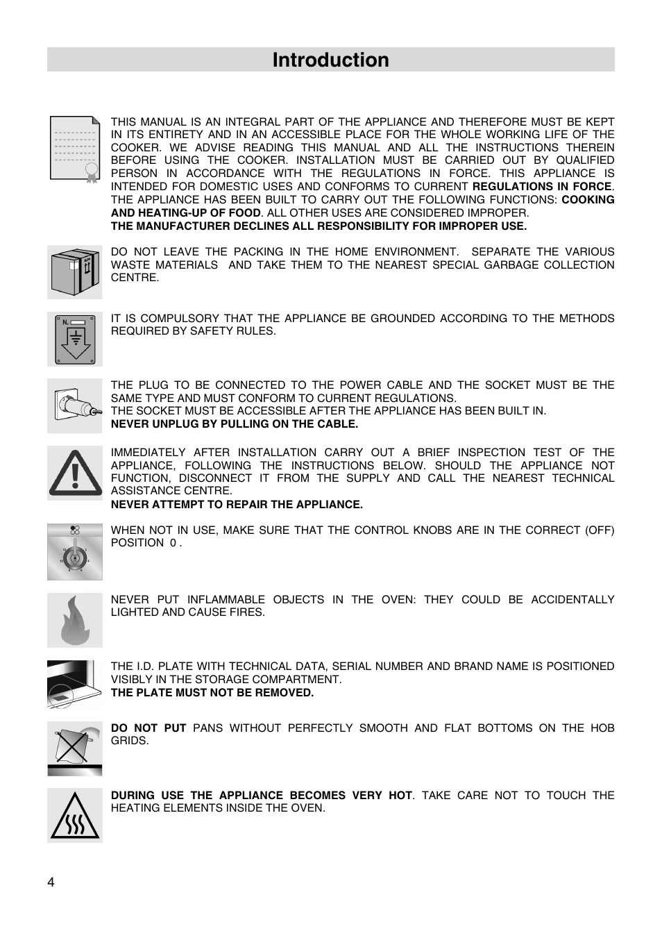 Introduction, 1instructions for safe and proper use | Smeg FS66MFX User Manual | Page 2 / 16