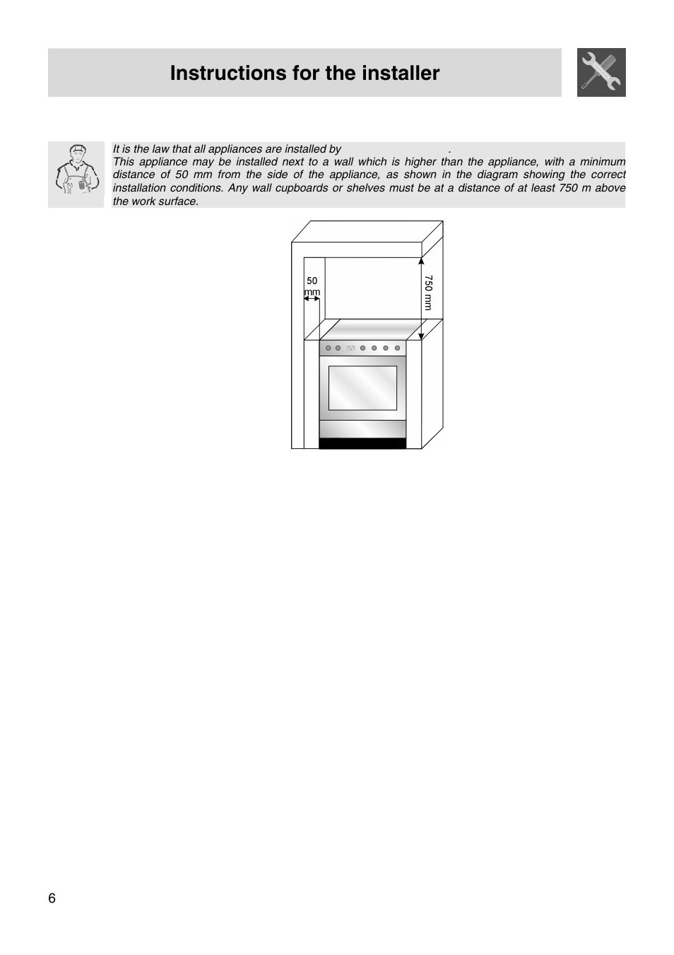 Instructions for the installer, 2installation of the appliance | Smeg FS66MFX User Manual | Page 4 / 16