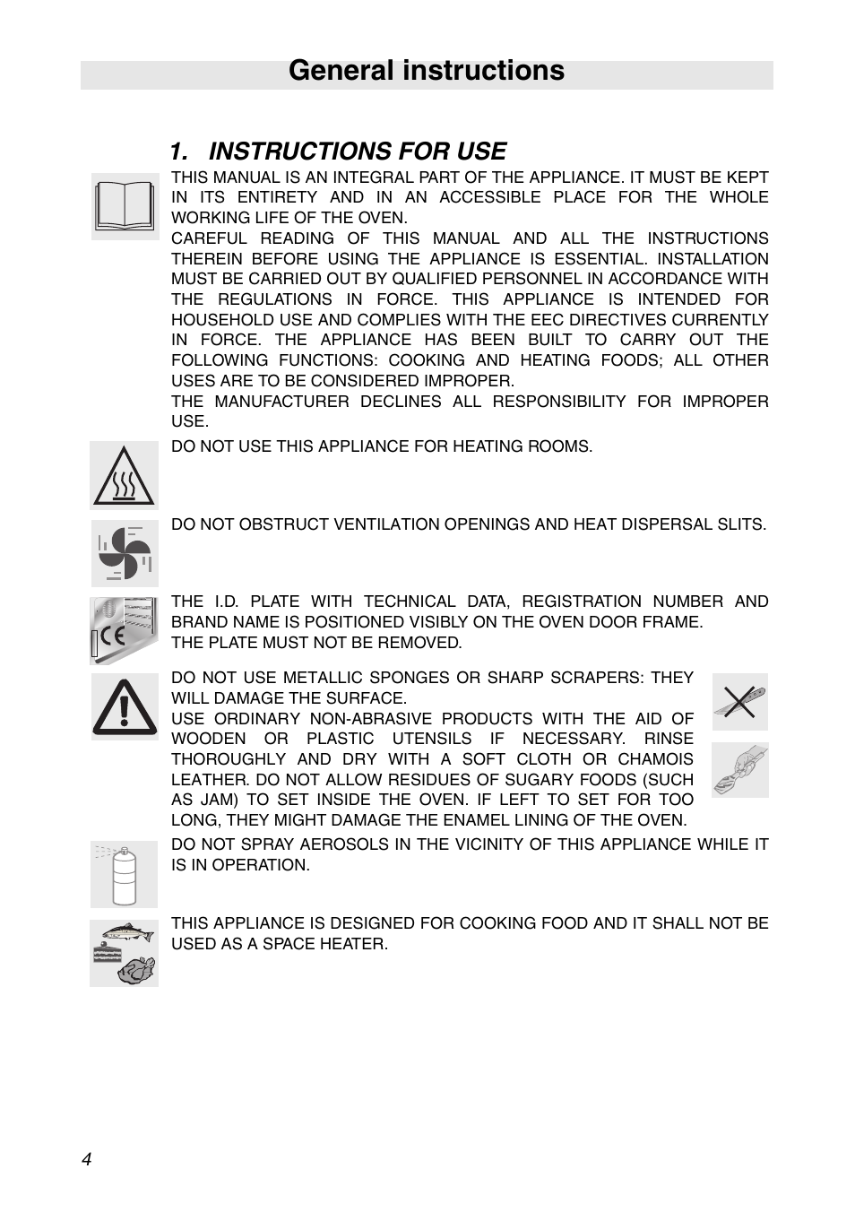 Instructions for use, General instructions | Smeg SC112 User Manual | Page 2 / 44