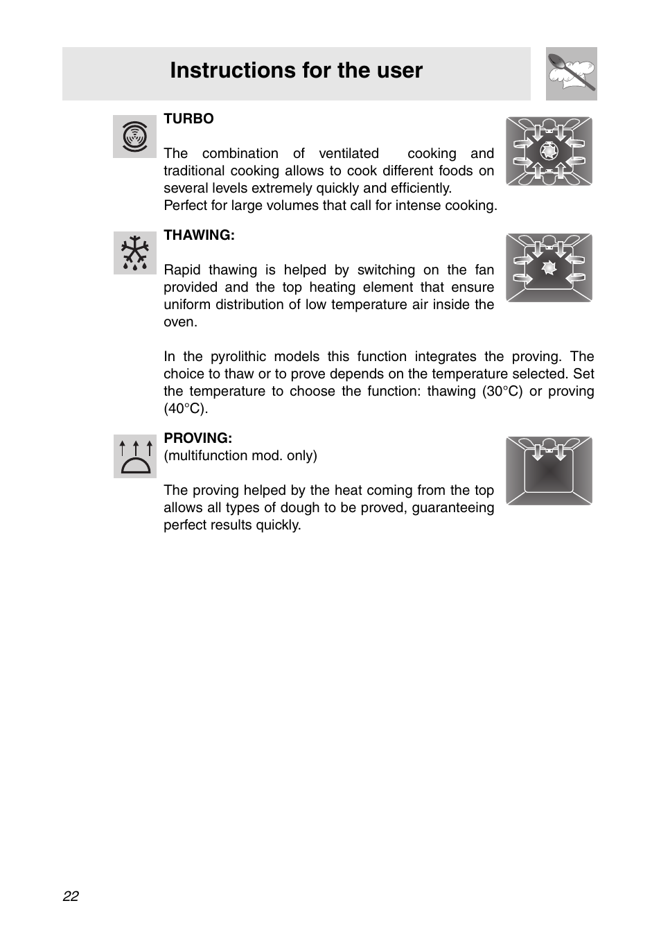Instructions for the user | Smeg SC112 User Manual | Page 20 / 44