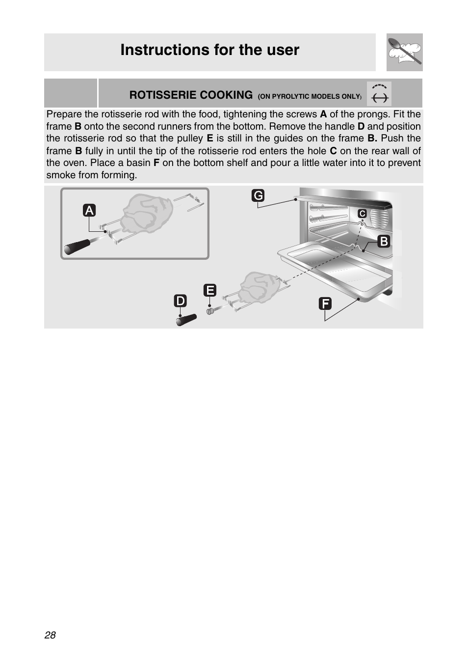 Instructions for the user | Smeg SC112 User Manual | Page 26 / 44