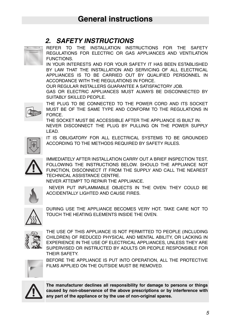 Safety instructions, General instructions | Smeg SC112 User Manual | Page 3 / 44