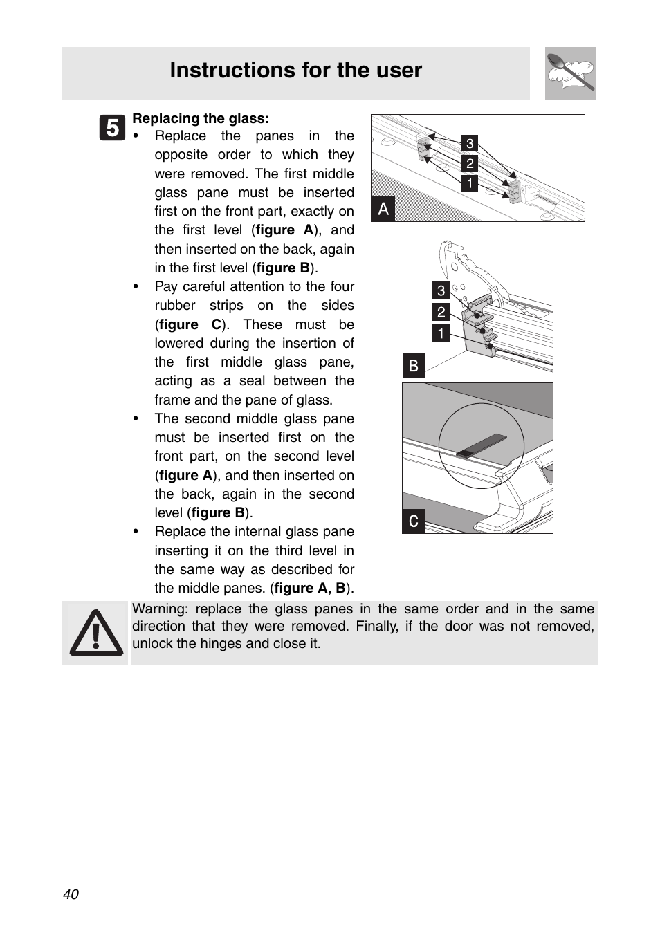 Instructions for the user | Smeg SC112 User Manual | Page 38 / 44