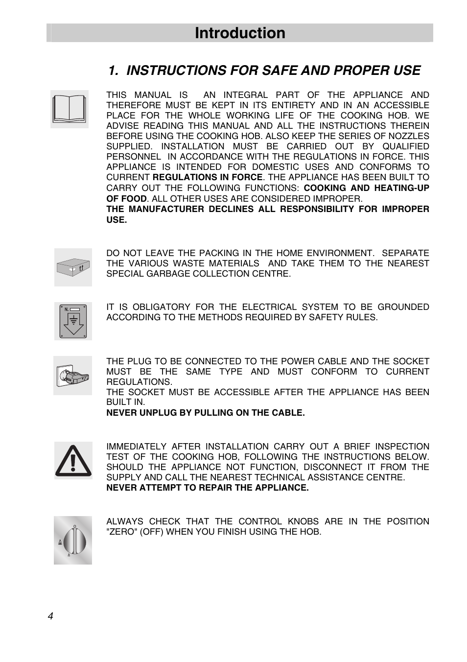 Instructions for safe and proper use, Introduction | Smeg CIR597X5 User Manual | Page 2 / 20