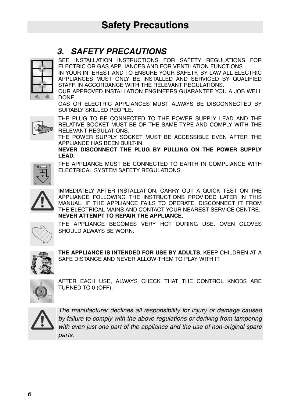 Safety precautions | Smeg CIR900X User Manual | Page 4 / 20