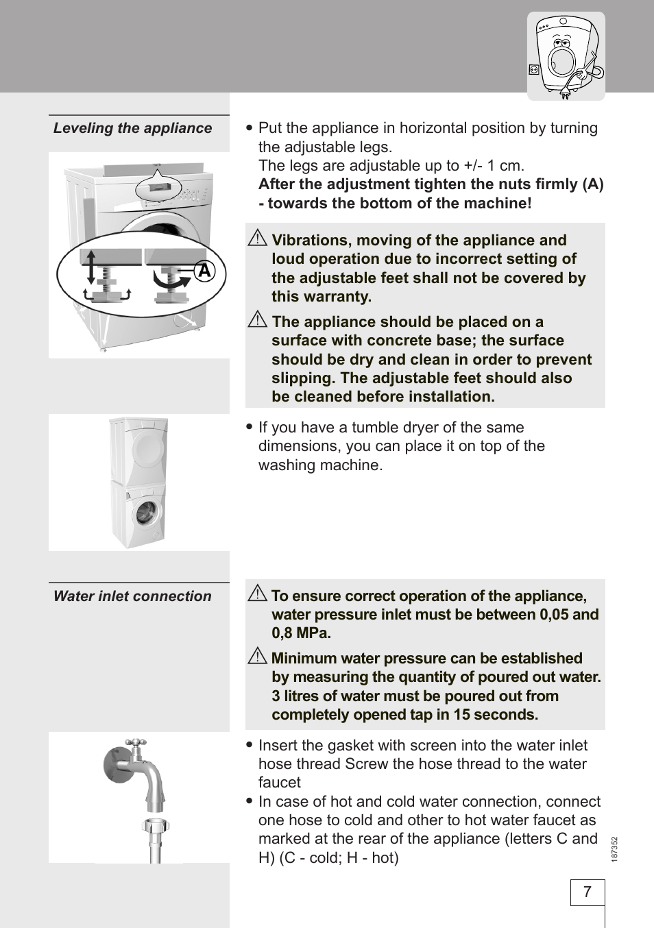Smeg WM61121 User Manual | Page 7 / 26