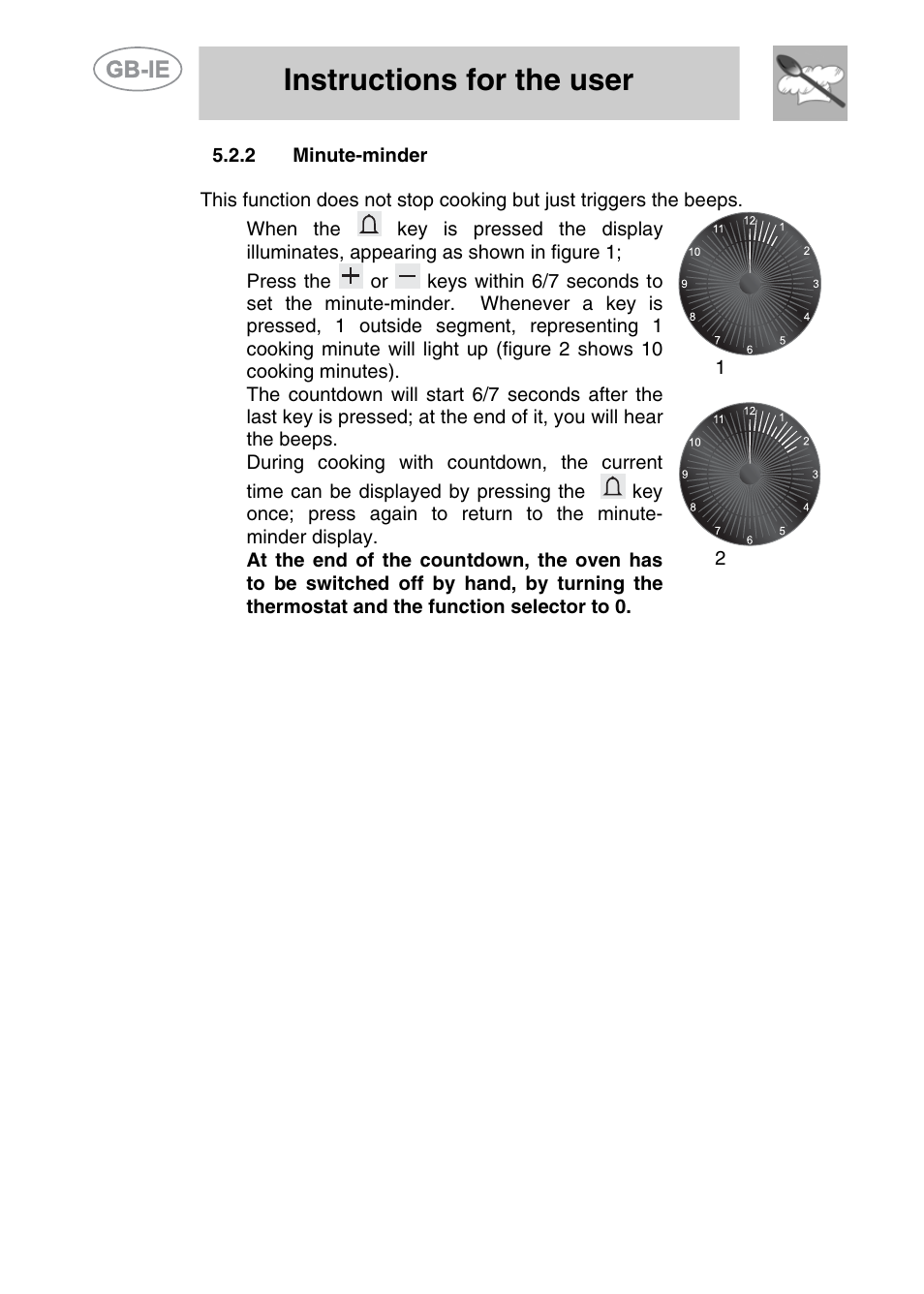 Minute-minder, Instructions for the user | Smeg A42-5 User Manual | Page 13 / 28