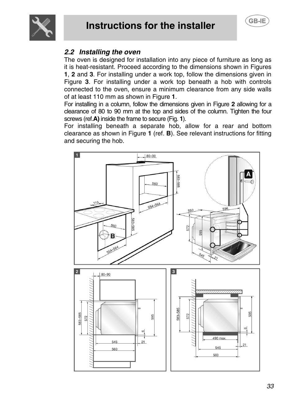 Installing the oven, Instructions for the installer | Smeg AP420X User Manual | Page 6 / 25