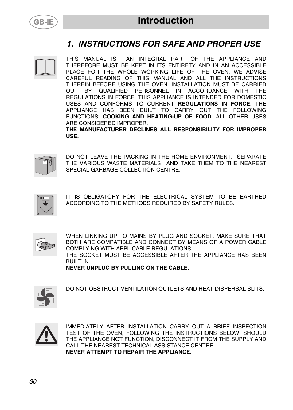 Instructions for safe and proper use, Introduction | Smeg SC361X User Manual | Page 2 / 26