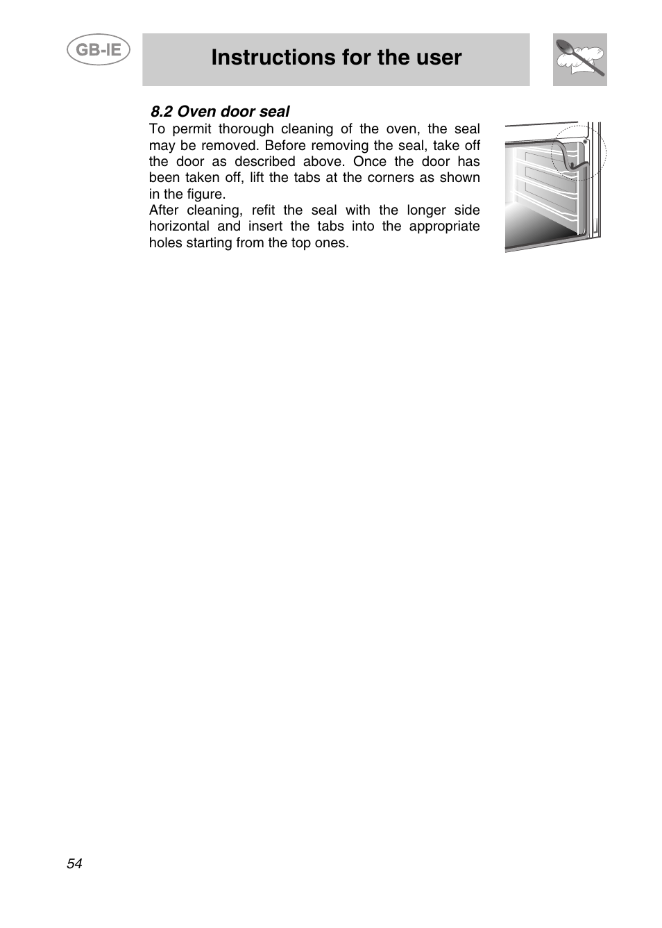 Oven door seal, Instructions for the user | Smeg SC361X User Manual | Page 26 / 26