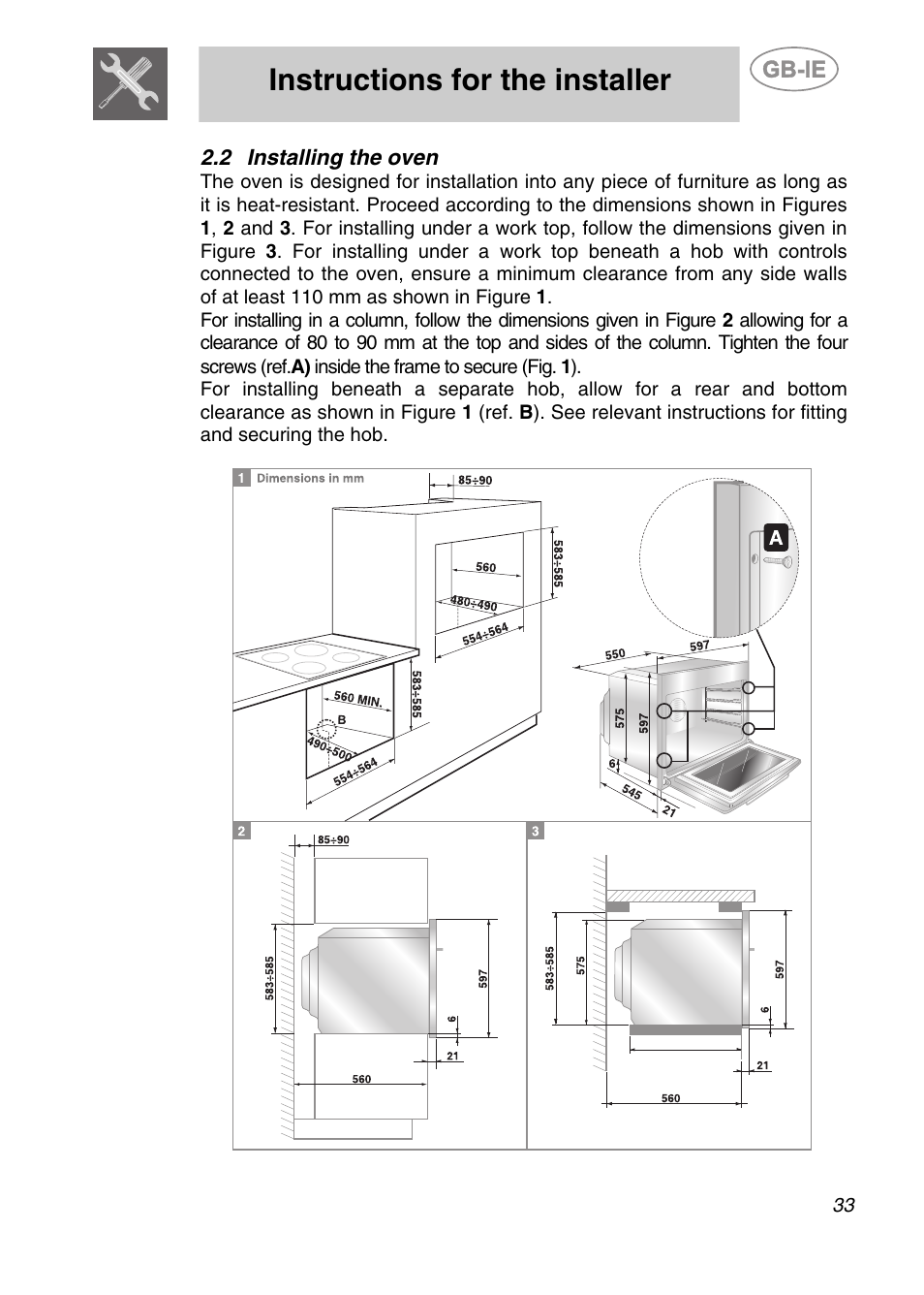 Installing the oven, Instructions for the installer | Smeg SC361X User Manual | Page 5 / 26