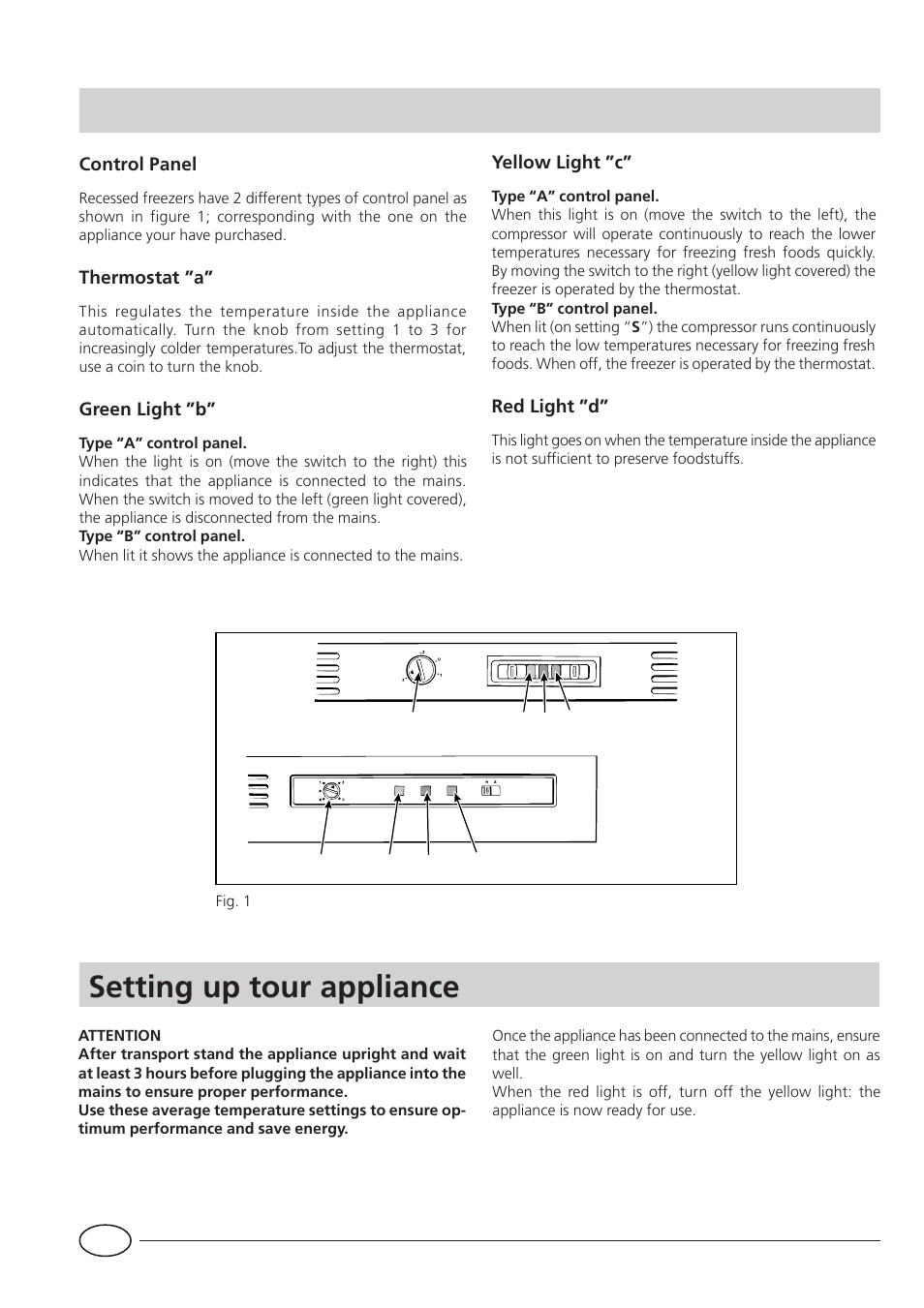 Setting up tour appliance | Smeg VR105B User Manual | Page 3 / 7