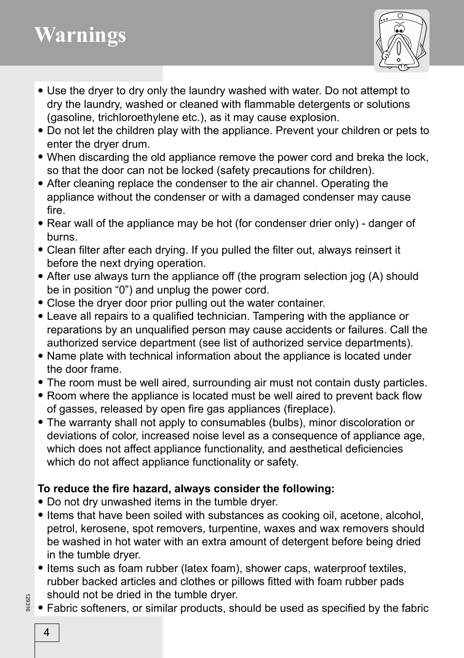 Warnings | Smeg 129316 User Manual | Page 4 / 23