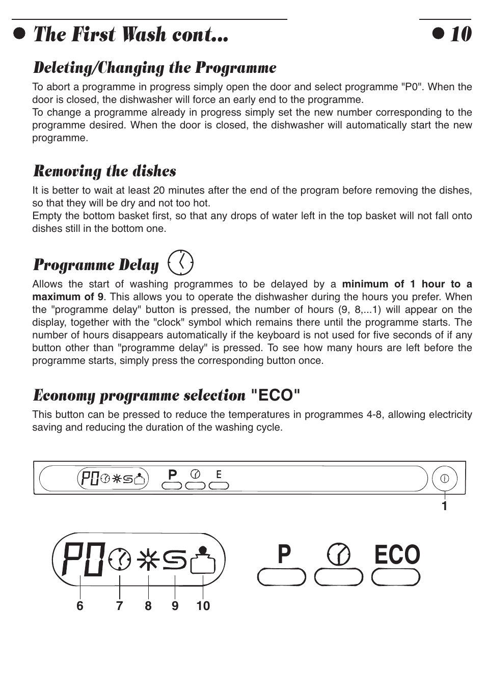 Eco p, The first wash cont | Smeg ADP8252 User Manual | Page 12 / 20