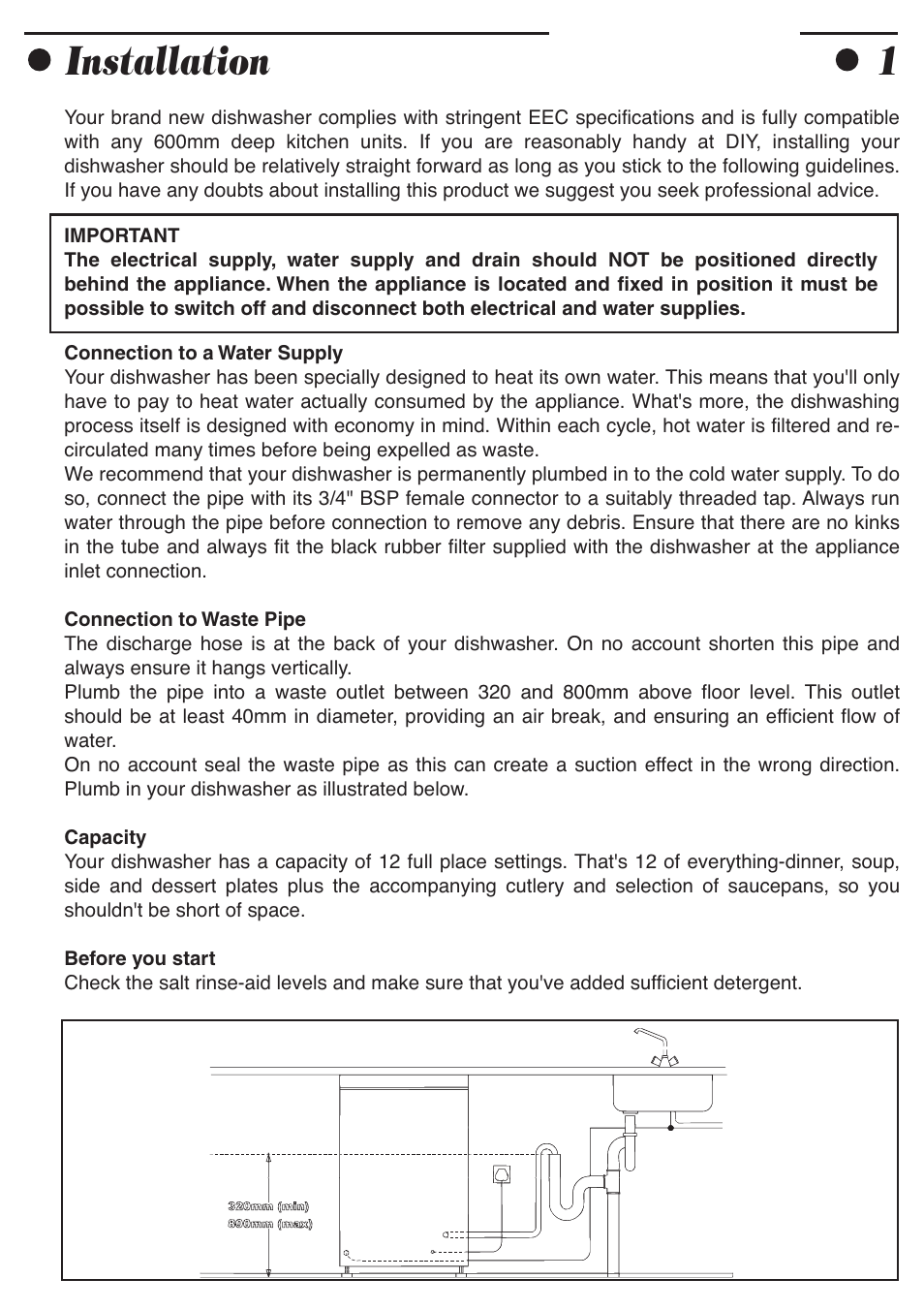 Installation 1 | Smeg ADP8252 User Manual | Page 3 / 20