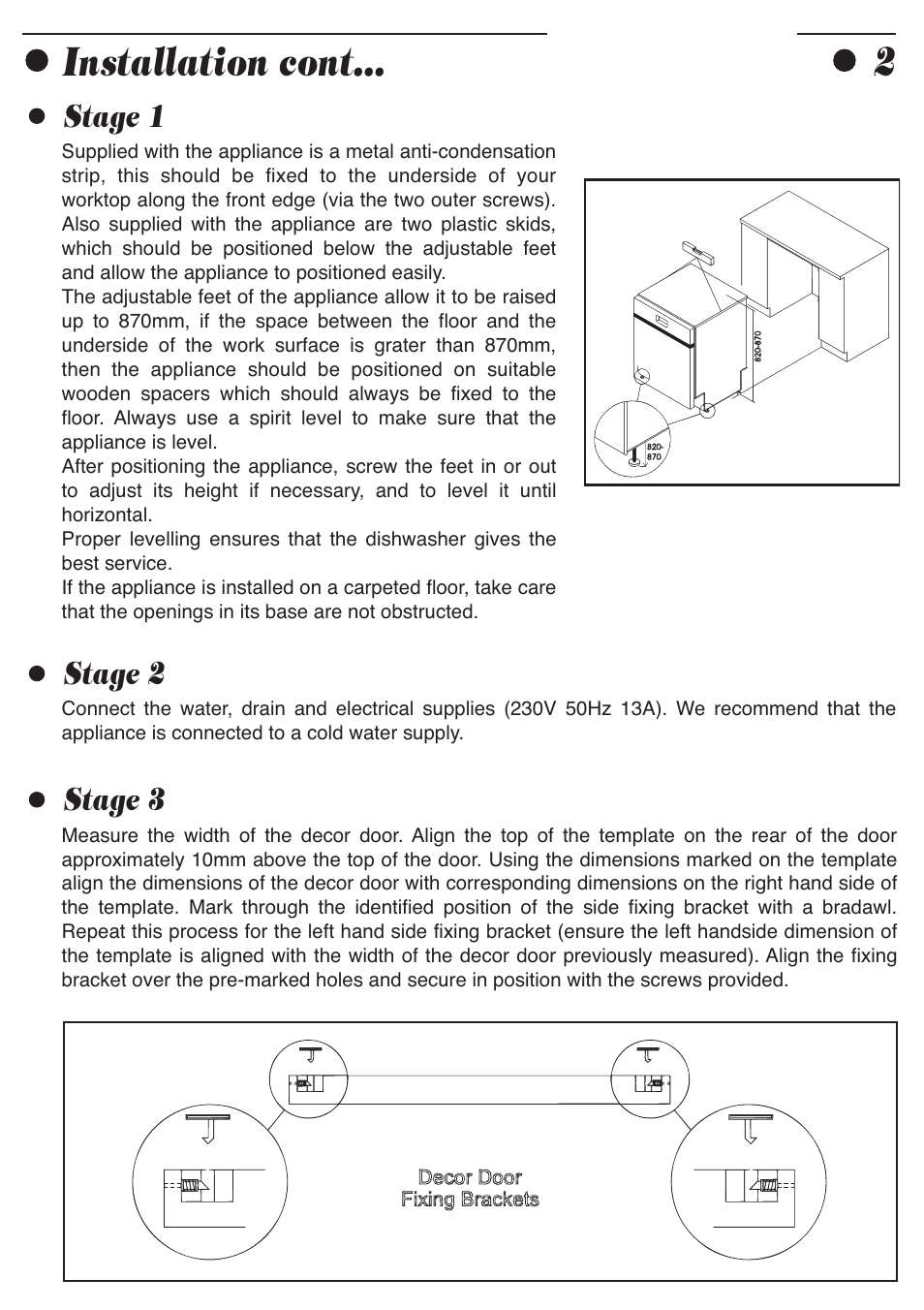 Installation cont | Smeg ADP8252 User Manual | Page 4 / 20