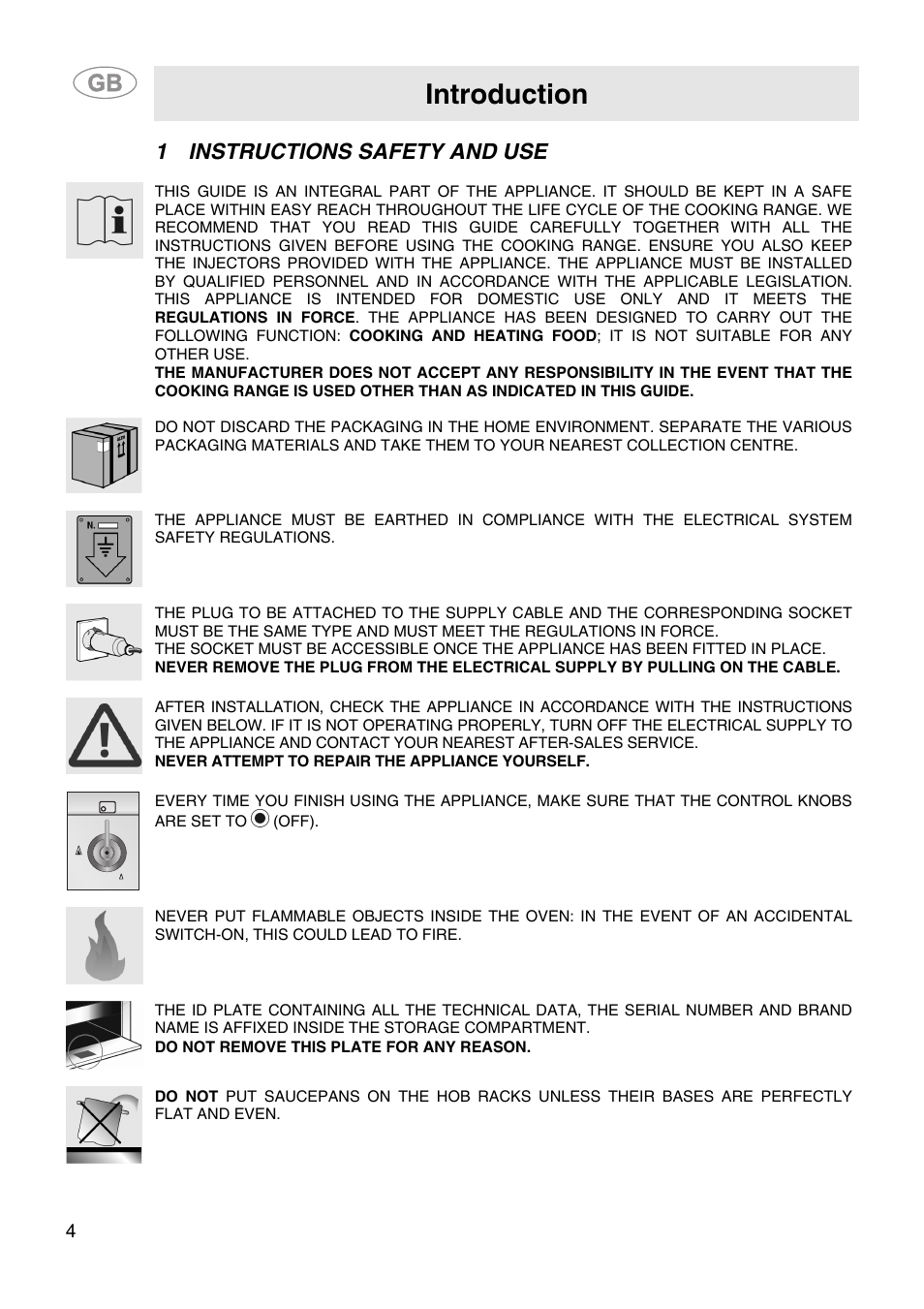 1 instructions safety and use, Introduction | Smeg SA9058X User Manual | Page 2 / 24