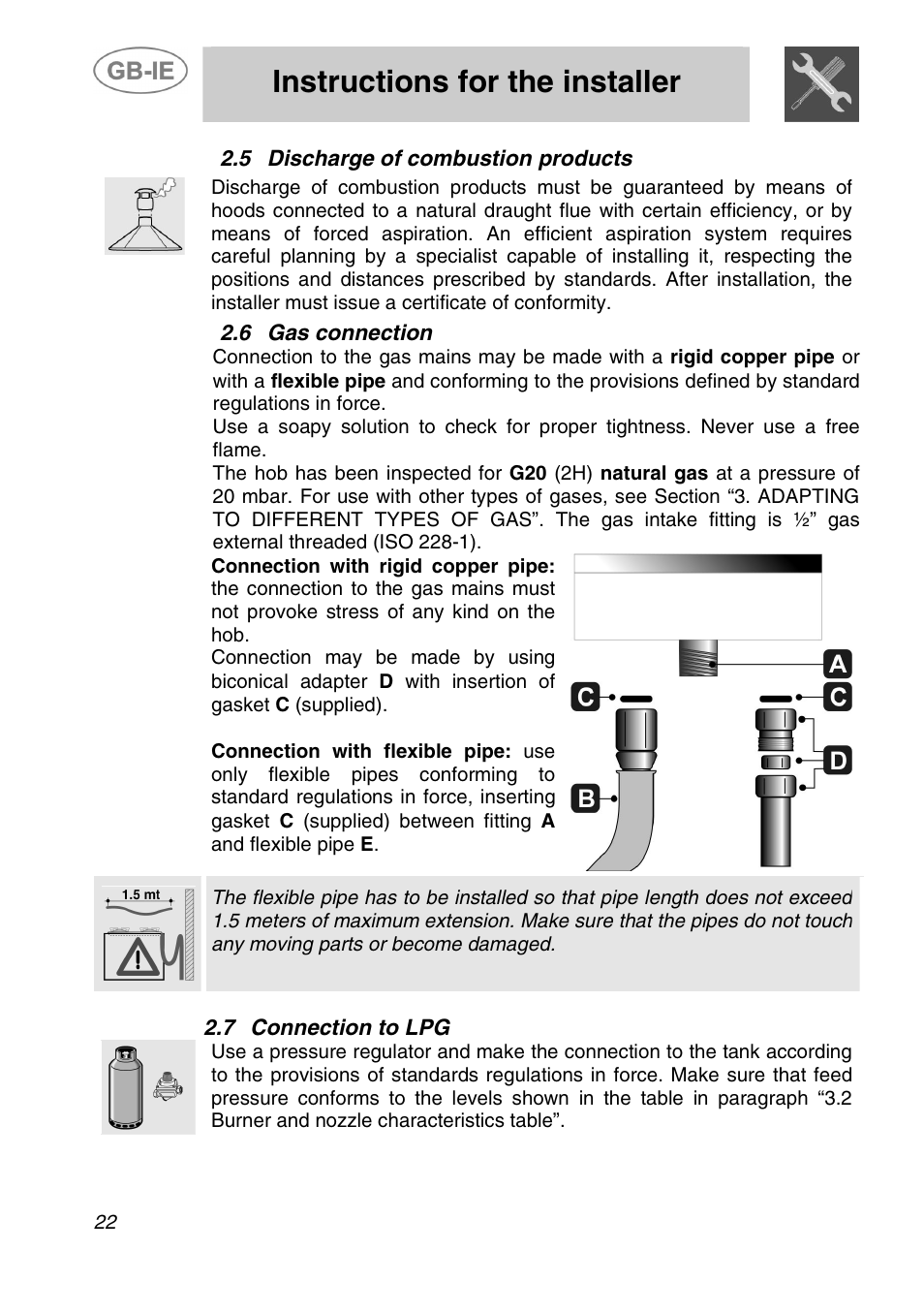 Instructions for the installer | Smeg A21A0XXAA User Manual | Page 7 / 13