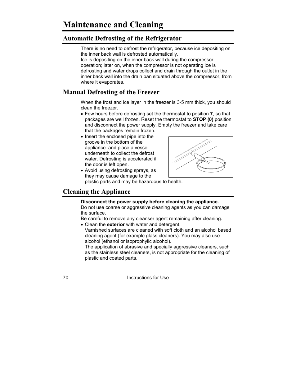 Maintenance and cleaning, Automatic defrosting of the refrigerator, Manual defrosting of the freezer | Cleaning the appliance | Smeg CR321A User Manual | Page 14 / 24