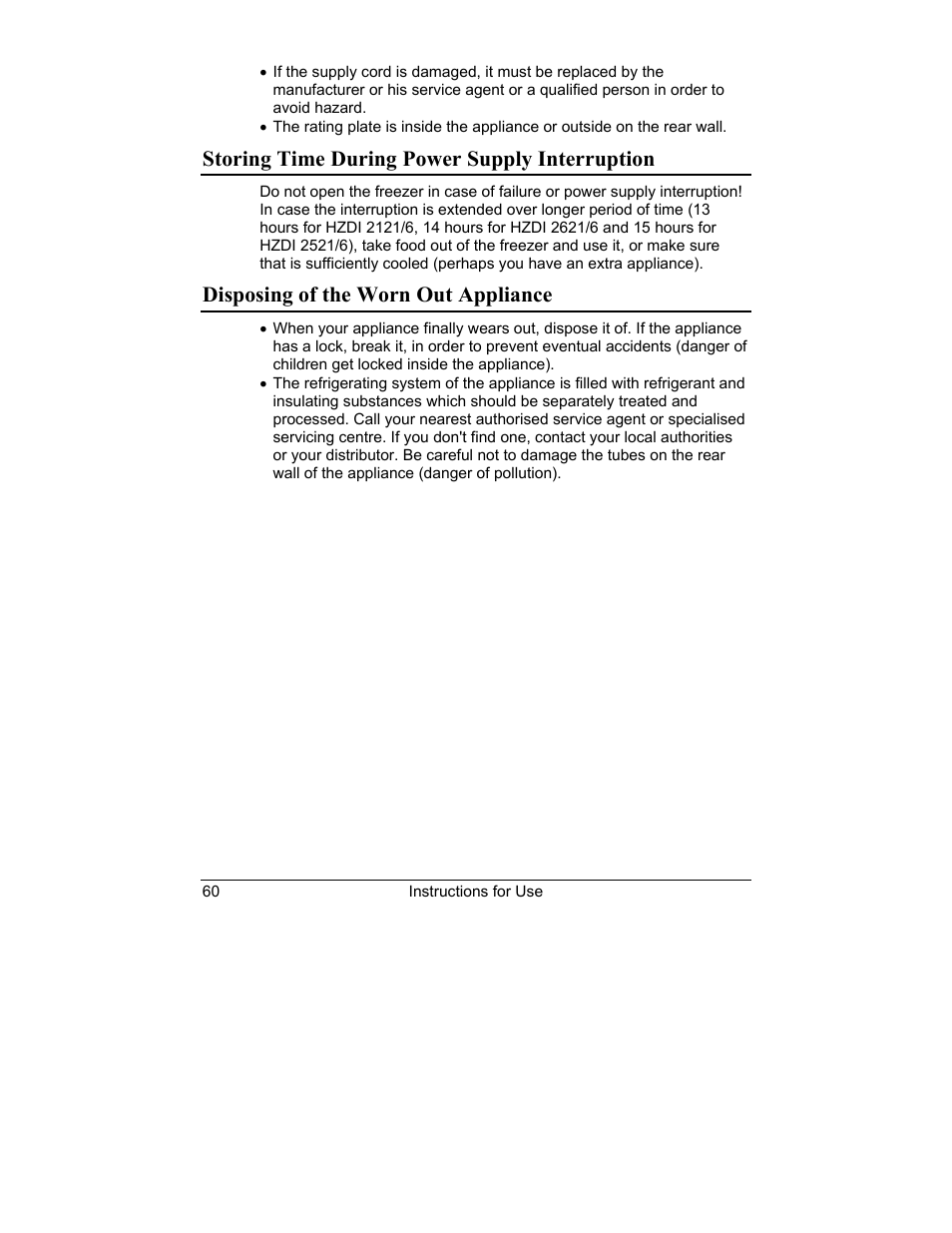 Storing time during power supply interruption, Disposing of the worn out appliance | Smeg CR321A User Manual | Page 4 / 24