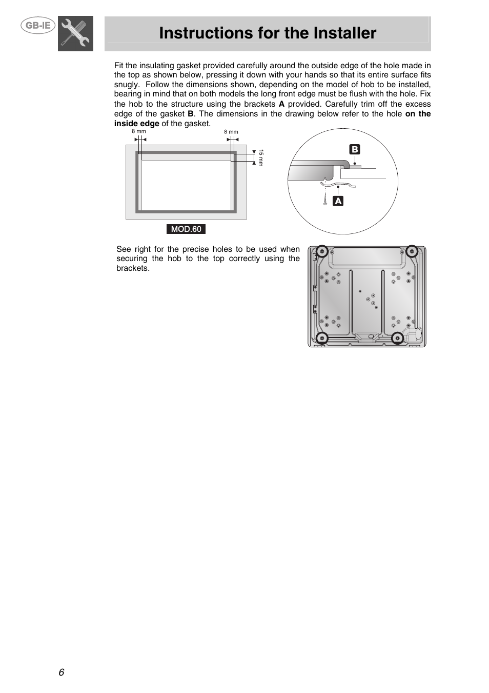 Instructions for the installer | Smeg PTS723-3 User Manual | Page 4 / 16