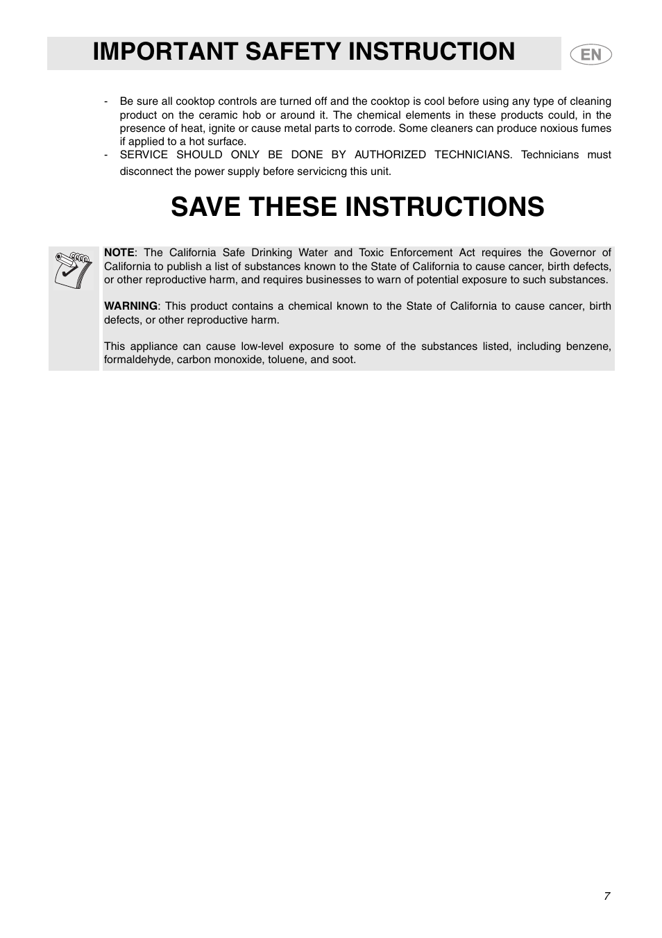 Save these instructions, Important safety instruction | Smeg A1CXU6 User Manual | Page 5 / 22