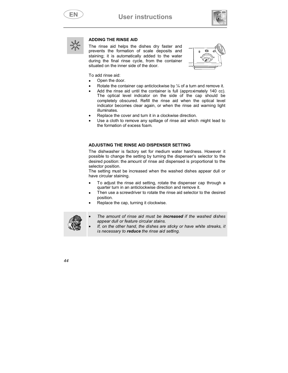 User instructions | Smeg DWD409WH User Manual | Page 16 / 31