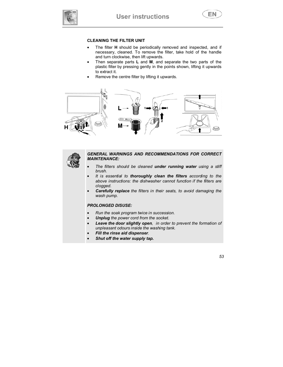 User instructions | Smeg DWD409WH User Manual | Page 25 / 31