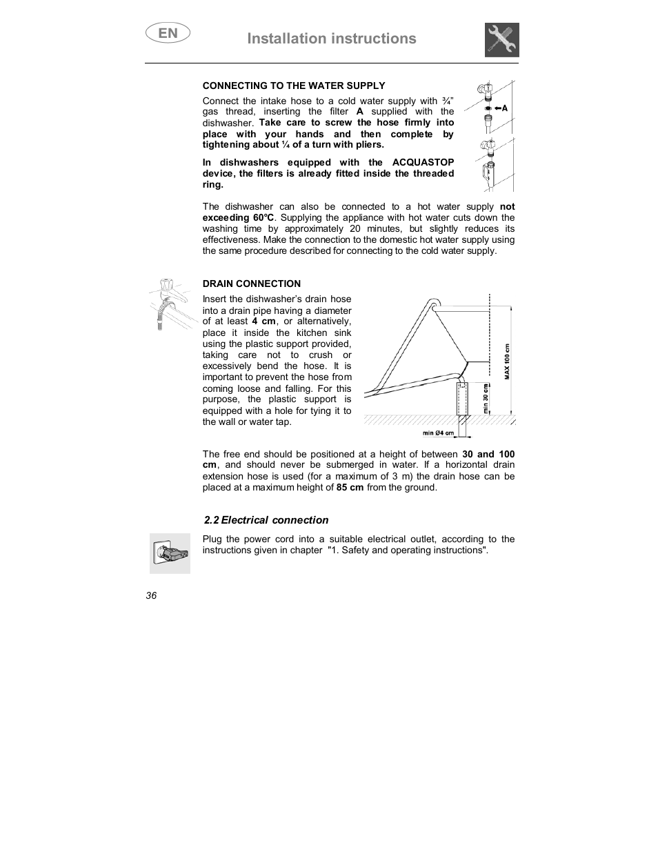 Installation instructions | Smeg DWD409WH User Manual | Page 7 / 31