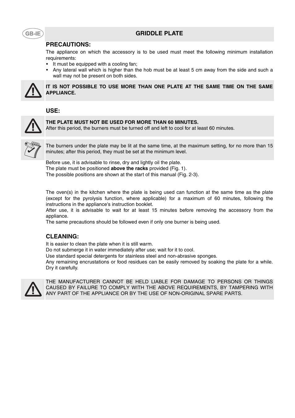 Smeg Plate TBX6090 User Manual | 1 page