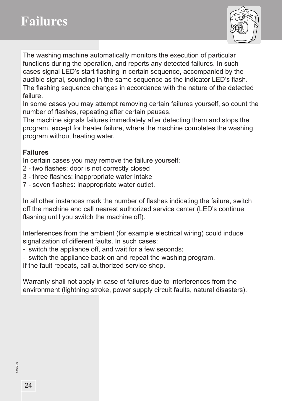 Failures | Smeg WM62141 User Manual | Page 24 / 29