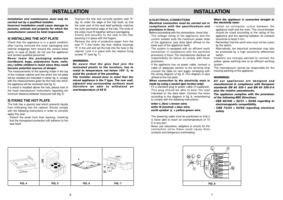 Installation | Smeg Built-in Electric Hob HBE64CAS User Manual | Page 6 / 6