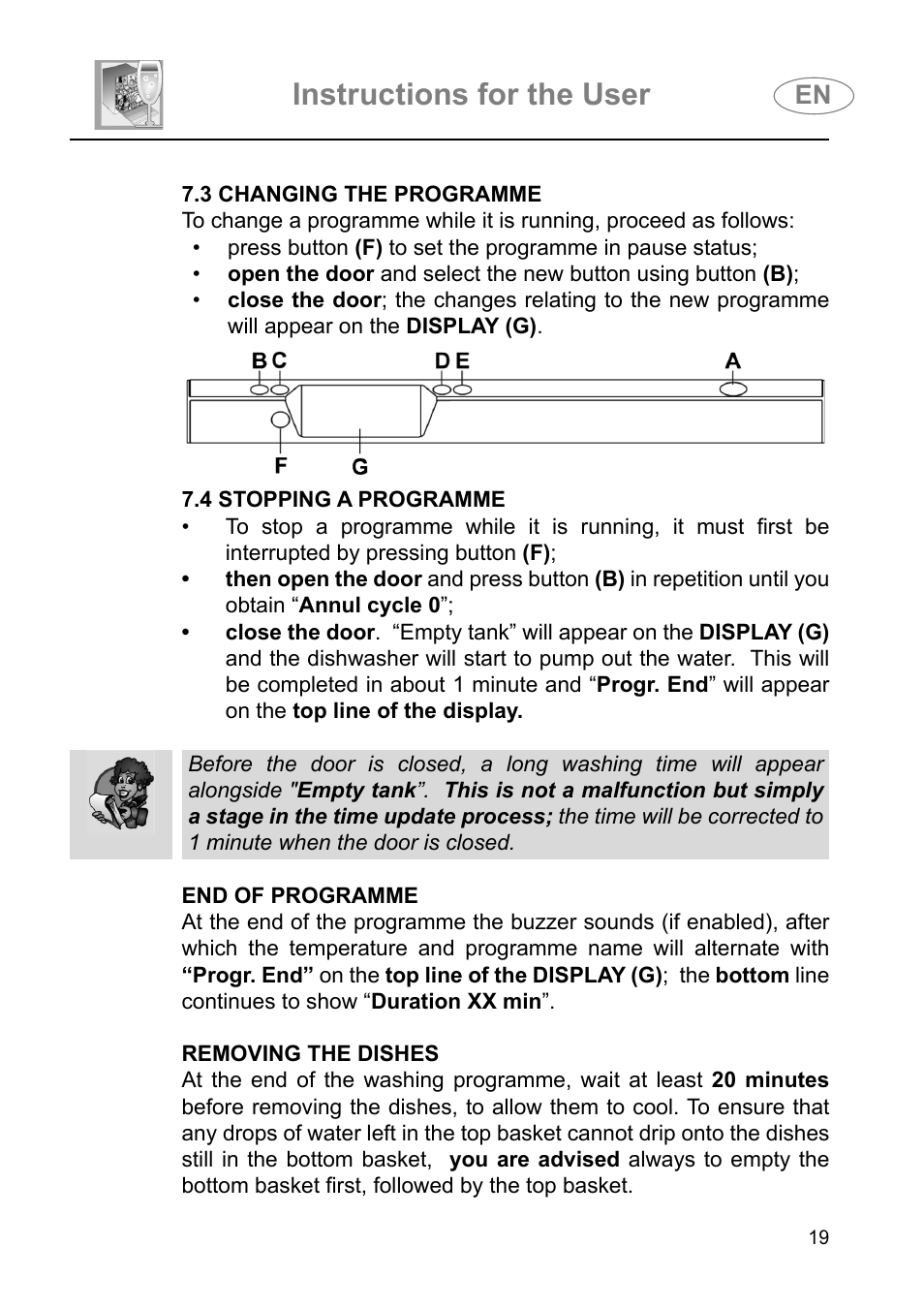 Instructions for the user | Smeg DI614H User Manual | Page 19 / 45