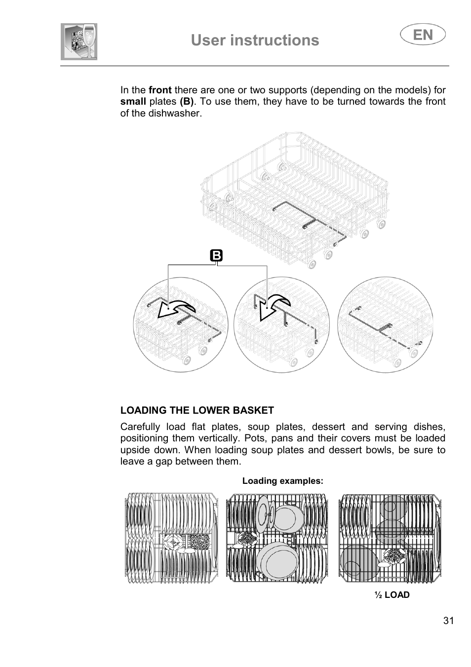 User instructions | Smeg DI614H User Manual | Page 31 / 45